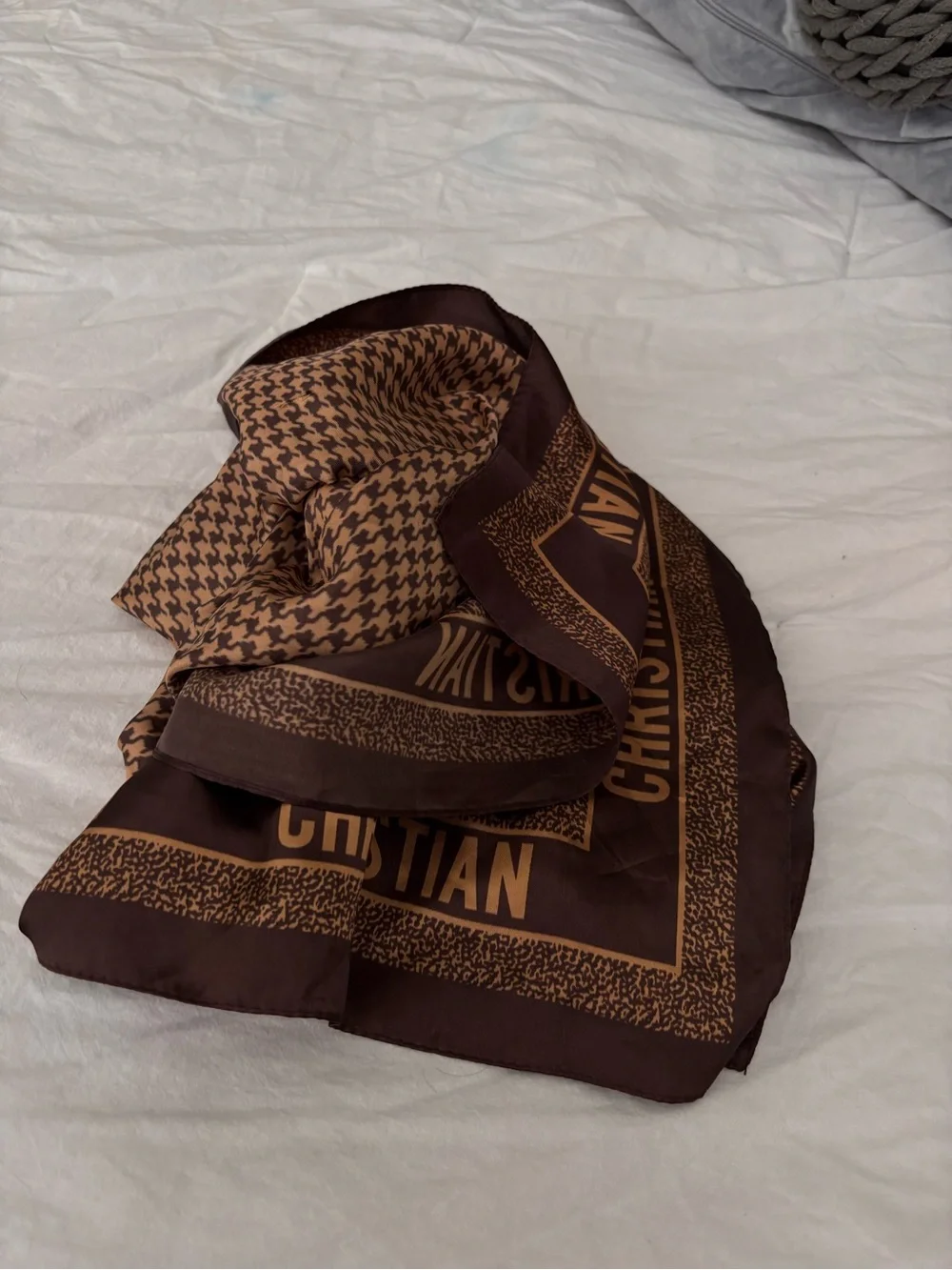 Dior Brown Logo Wool-Blend Wrap Scarf